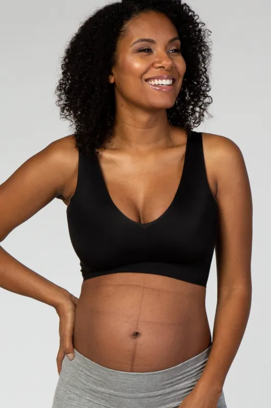Black Seamless Maternity Bralette sold by Pinkblush