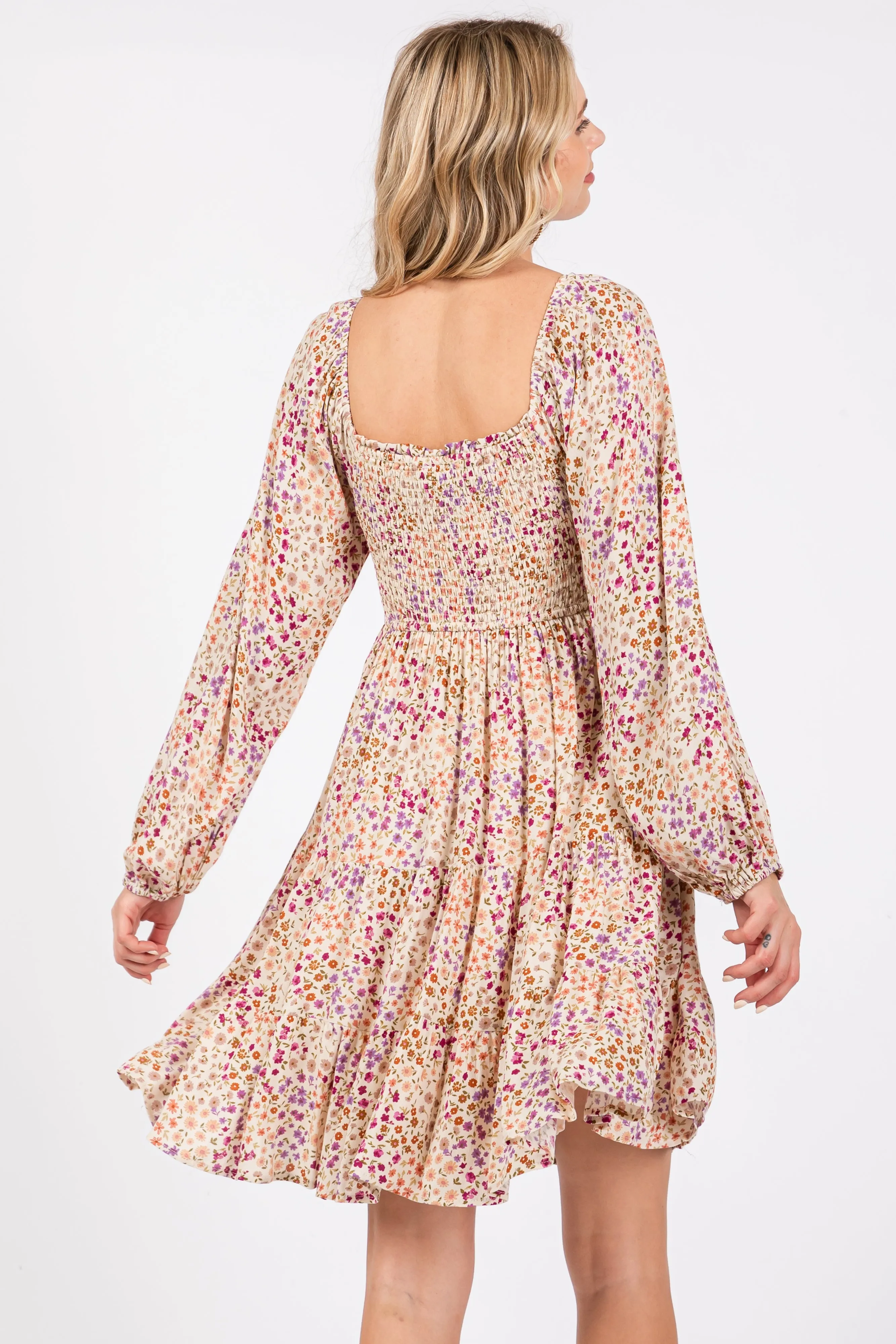 Multicolor Floral Print Smocked Dress sold by Pinkblush product image thumbnail 3