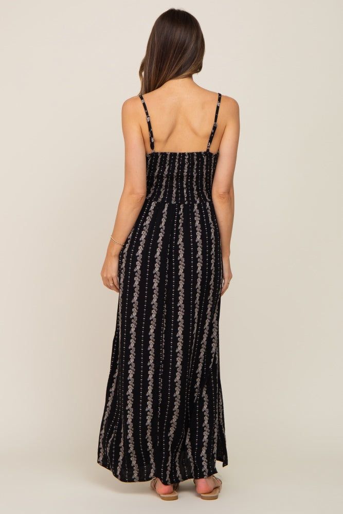 Black Floral Front Cutout Side Slit Maternity Maxi Dress sold by Pinkblush product image thumbnail 3