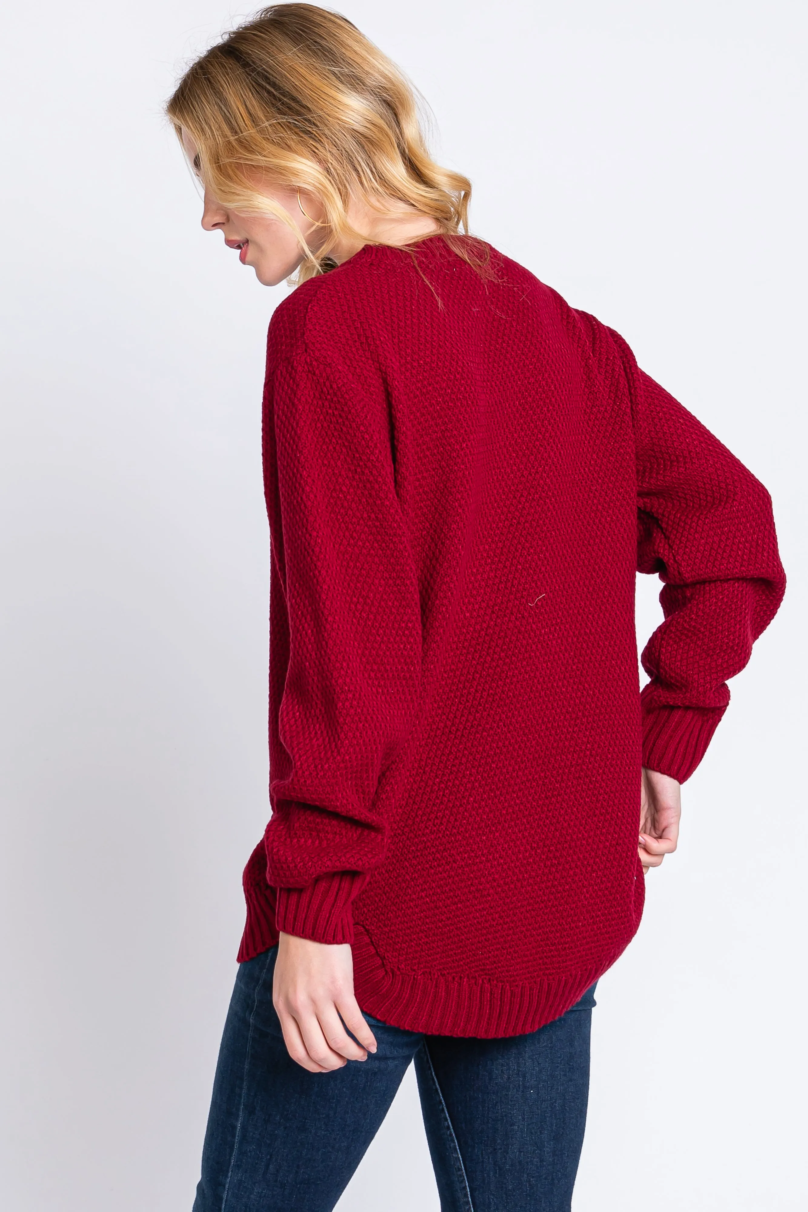 Burgundy Knit Pullover Sweater sold by Pinkblush product image thumbnail 3