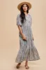 Light Blue Floral Textured Tied Open Back Maxi Dress sold by Pinkblush