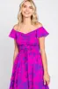 Magenta Floral Smocked Cinched Top Maxi Dress sold by Pinkblush