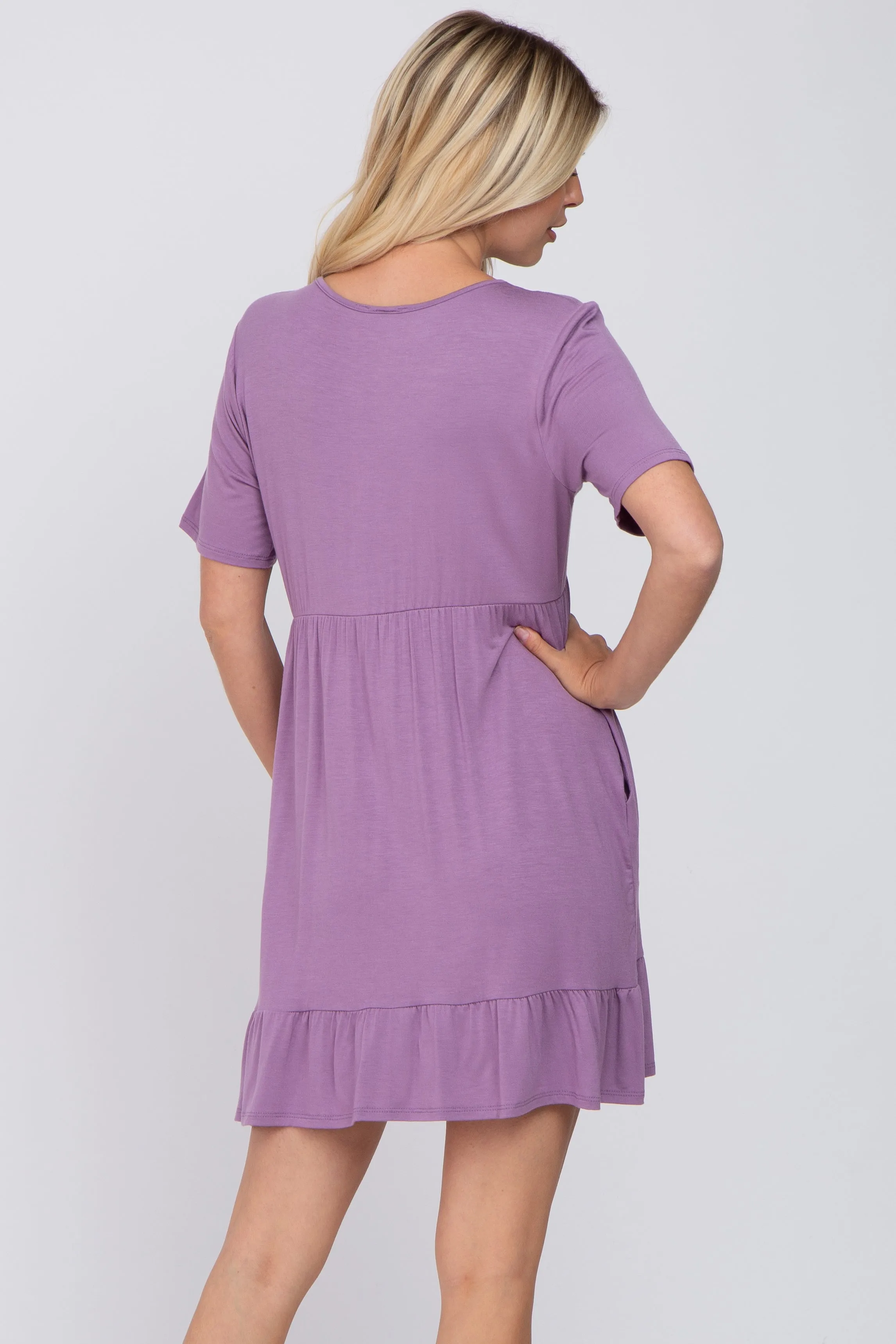 Lavender V-Neck Ruffle Hem Dress sold by Pinkblush product image thumbnail 3