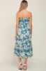 Blue Floral Smocked Strapless Maternity Midi Dress sold by Pinkblush