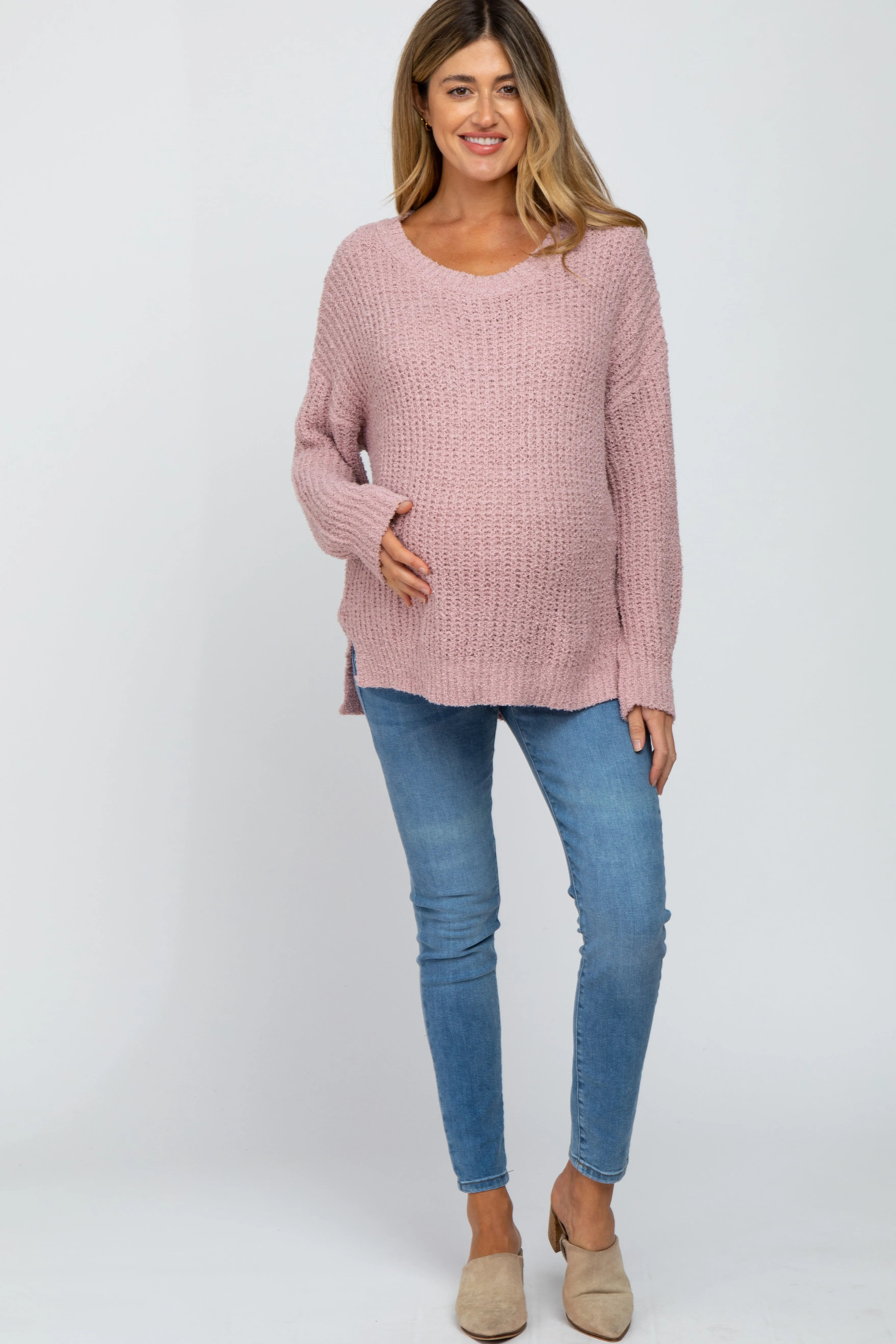 Light Pink Dropped Shoulder Maternity Sweater sold by Pinkblush product image thumbnail 4