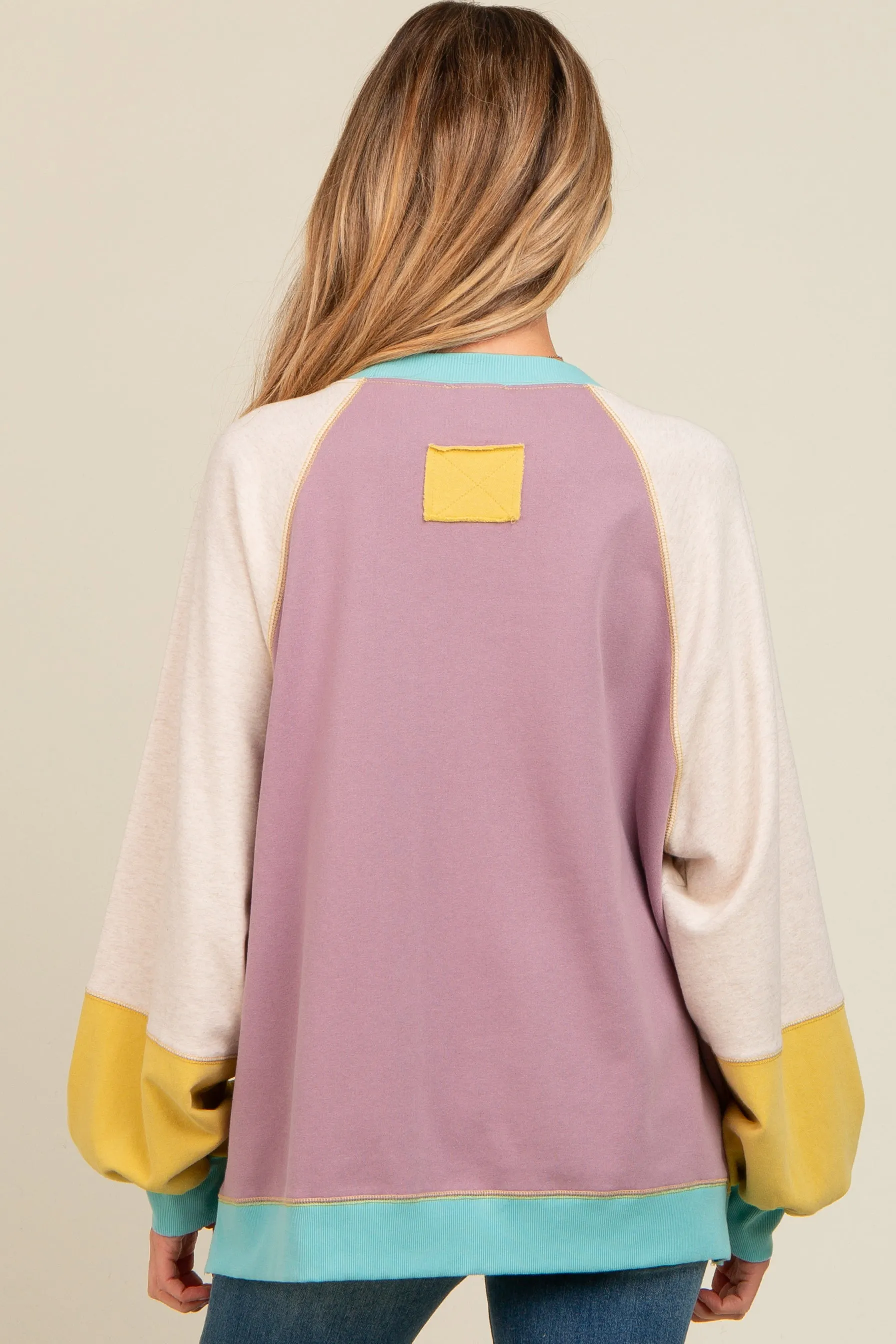 Yellow Colorblock Bubble Sleeve Maternity Pullover sold by Pinkblush product image thumbnail 4
