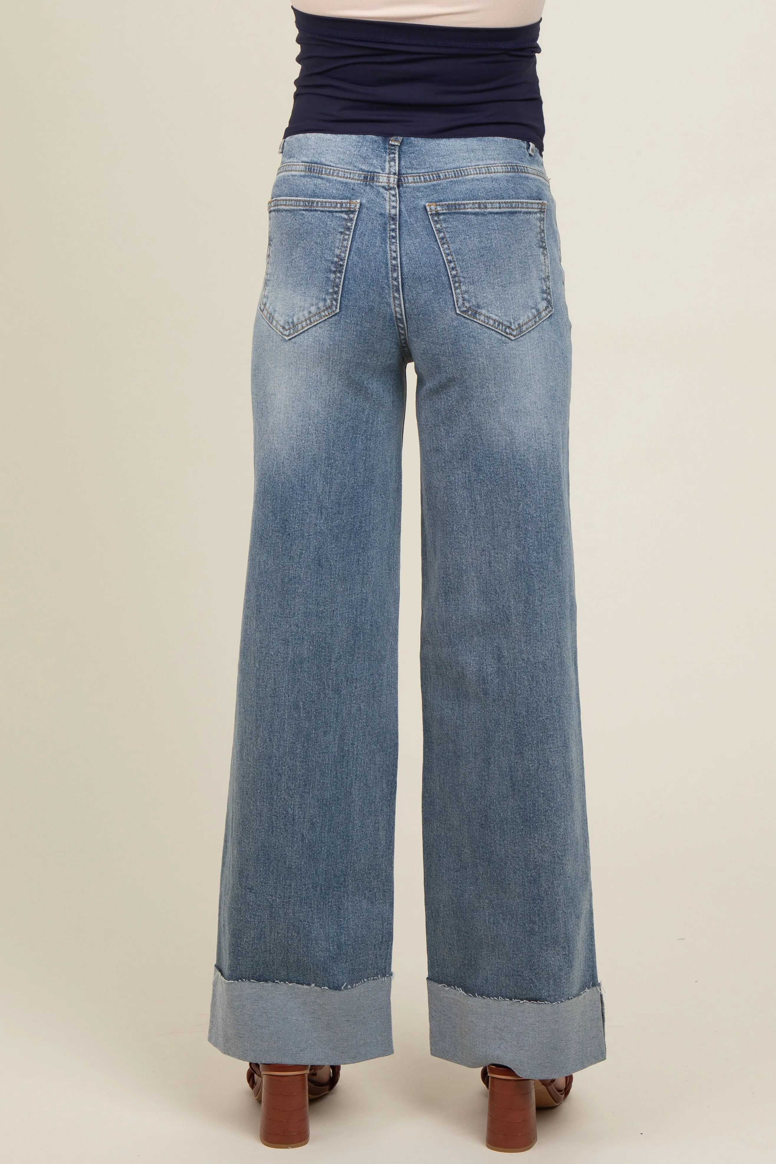 Blue Straight Cuffed Maternity Jeans sold by Pinkblush product image thumbnail 5
