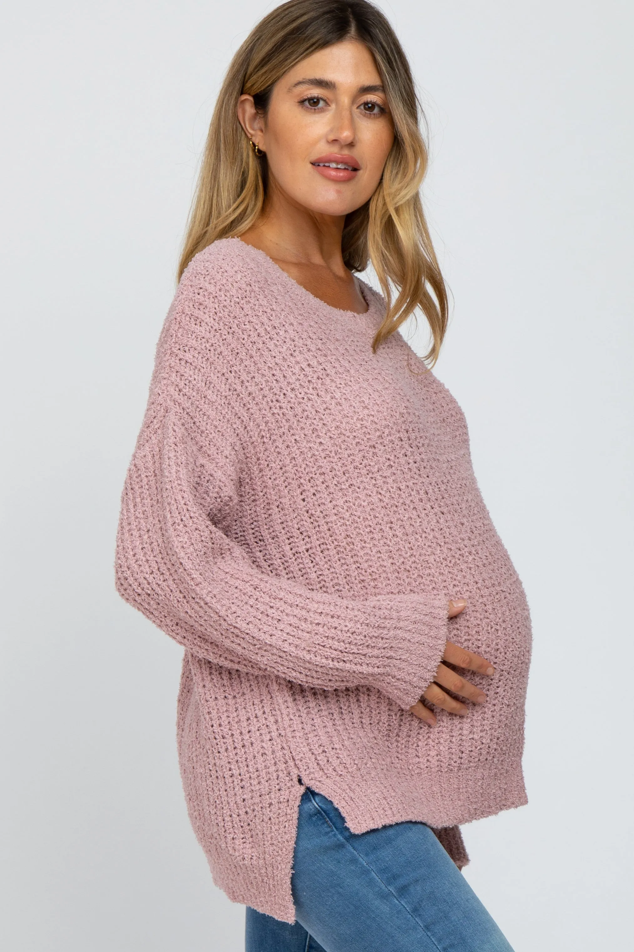 Light Pink Dropped Shoulder Maternity Sweater sold by Pinkblush product image thumbnail 2