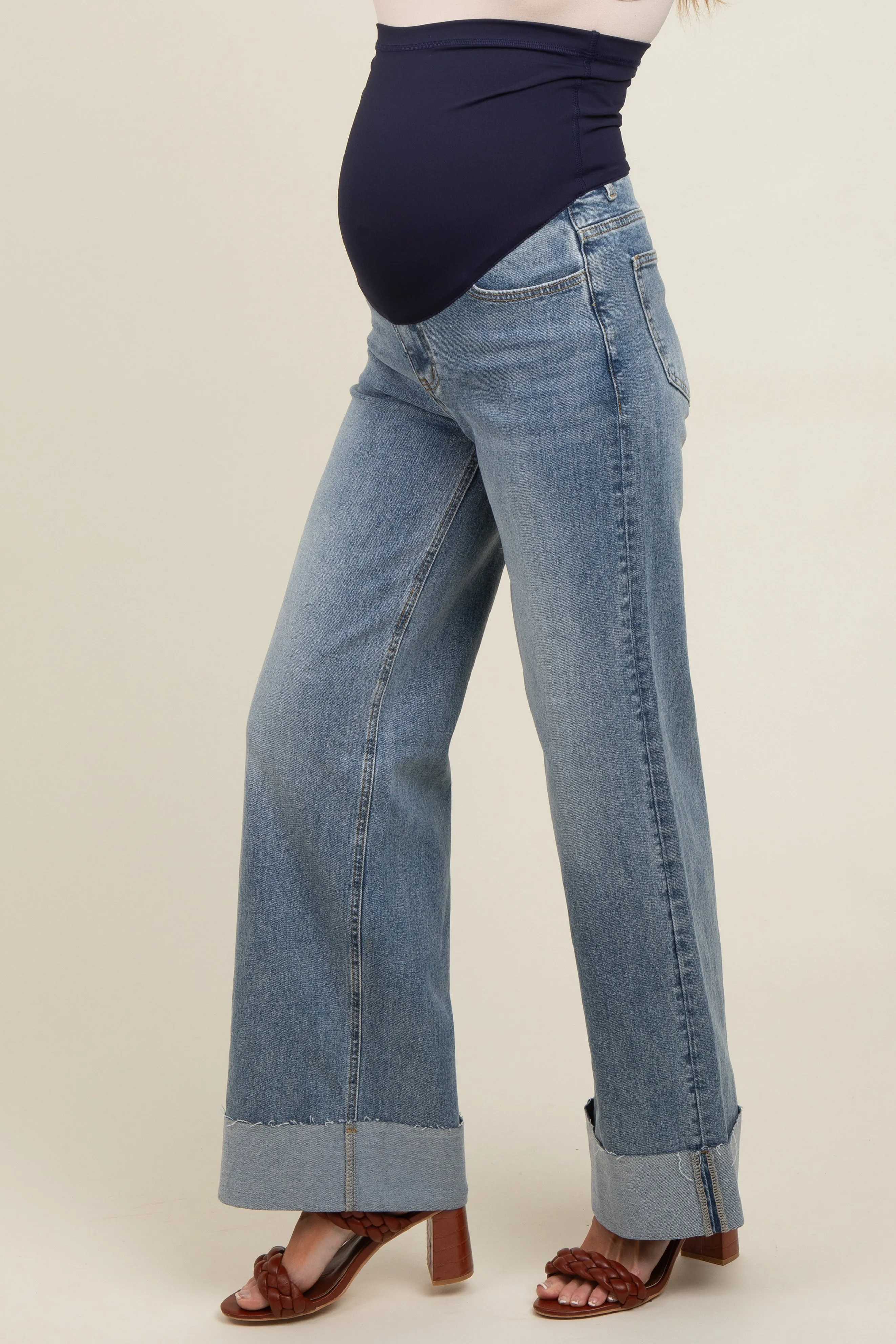 Blue Straight Cuffed Maternity Jeans sold by Pinkblush product image thumbnail 4