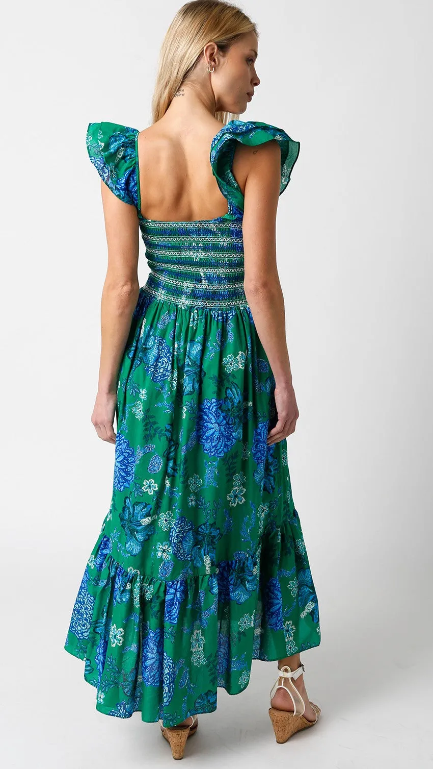 Green Floral Smocked Midi Dress sold by Pinkblush product image thumbnail 3