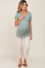 Mint Wrap Front Maternity/Nursing Top sold by Pinkblush