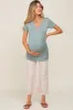 Mint Wrap Front Maternity/Nursing Top sold by Pinkblush