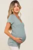 Mint Wrap Front Maternity/Nursing Top sold by Pinkblush