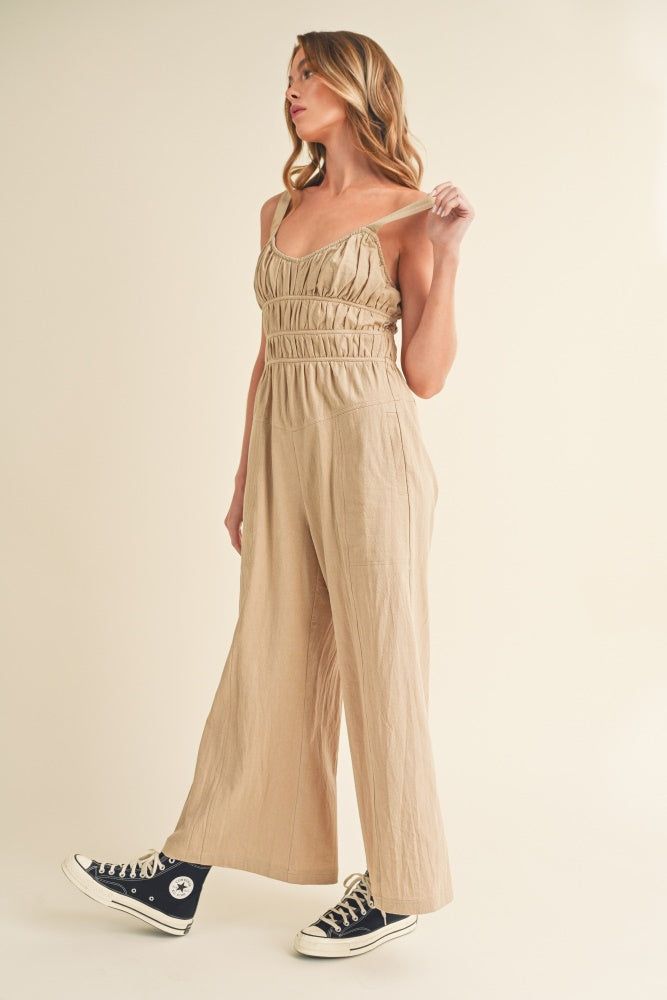 Oat Smocked Jumpsuit sold by Pinkblush product image thumbnail 2