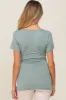 Mint Wrap Front Maternity/Nursing Top sold by Pinkblush
