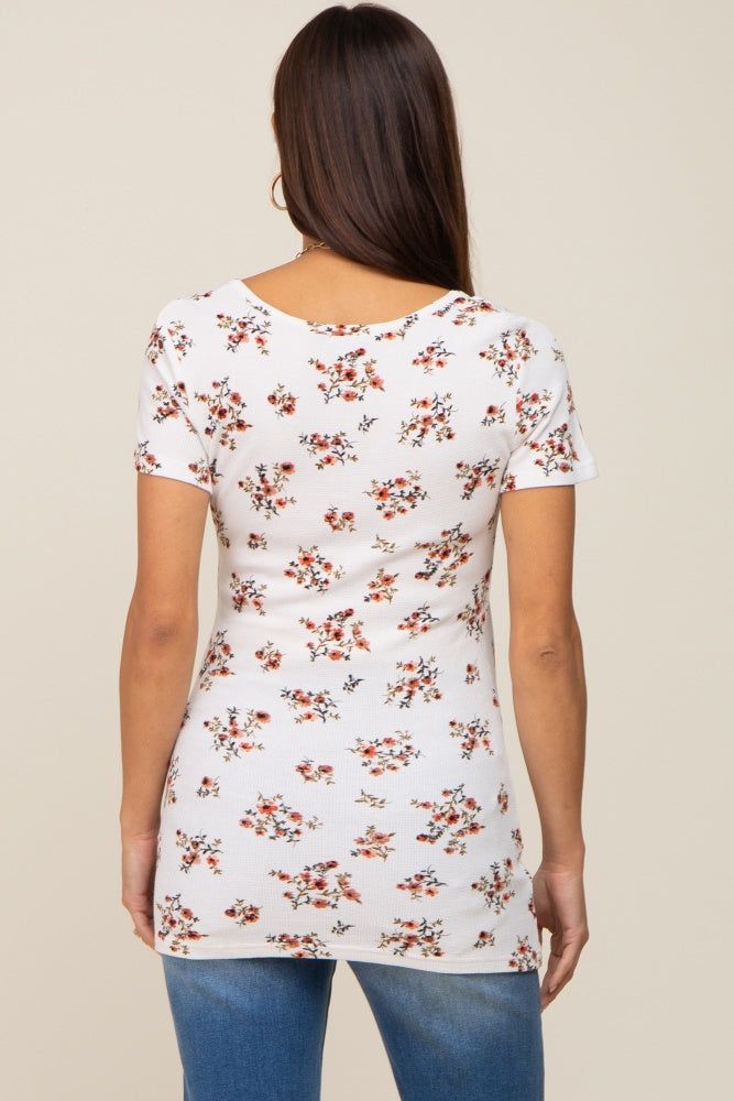 Red Floral Front Button Accent Maternity Top sold by Pinkblush product image thumbnail 3