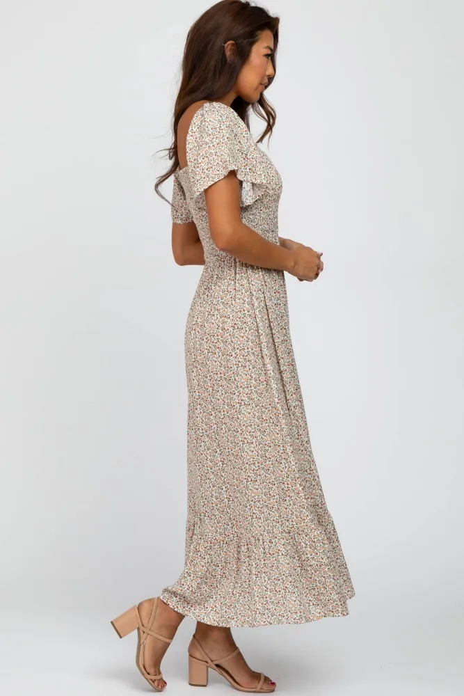 Ivory Floral Smocked Maxi Dress sold by Pinkblush product image thumbnail 2
