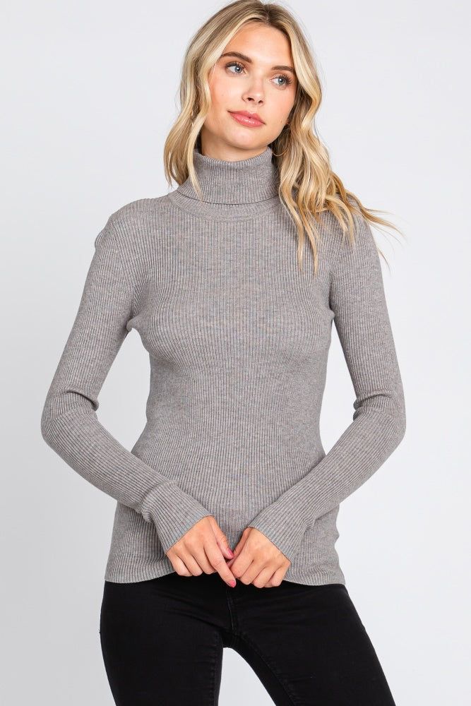 Heather Grey Ribbed Fitted Long Sleeve Maternity Top sold by Pinkblush product image thumbnail 5