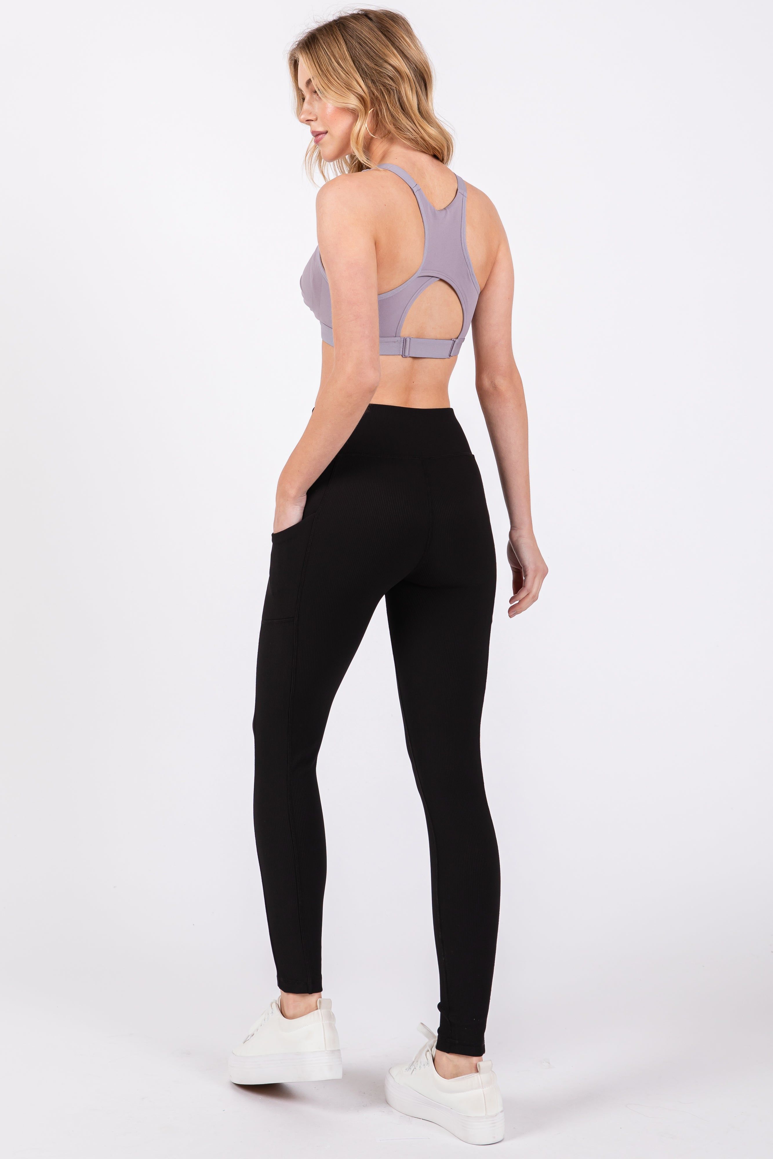 Black Ribbed Active Legging sold by Pinkblush product image thumbnail 3
