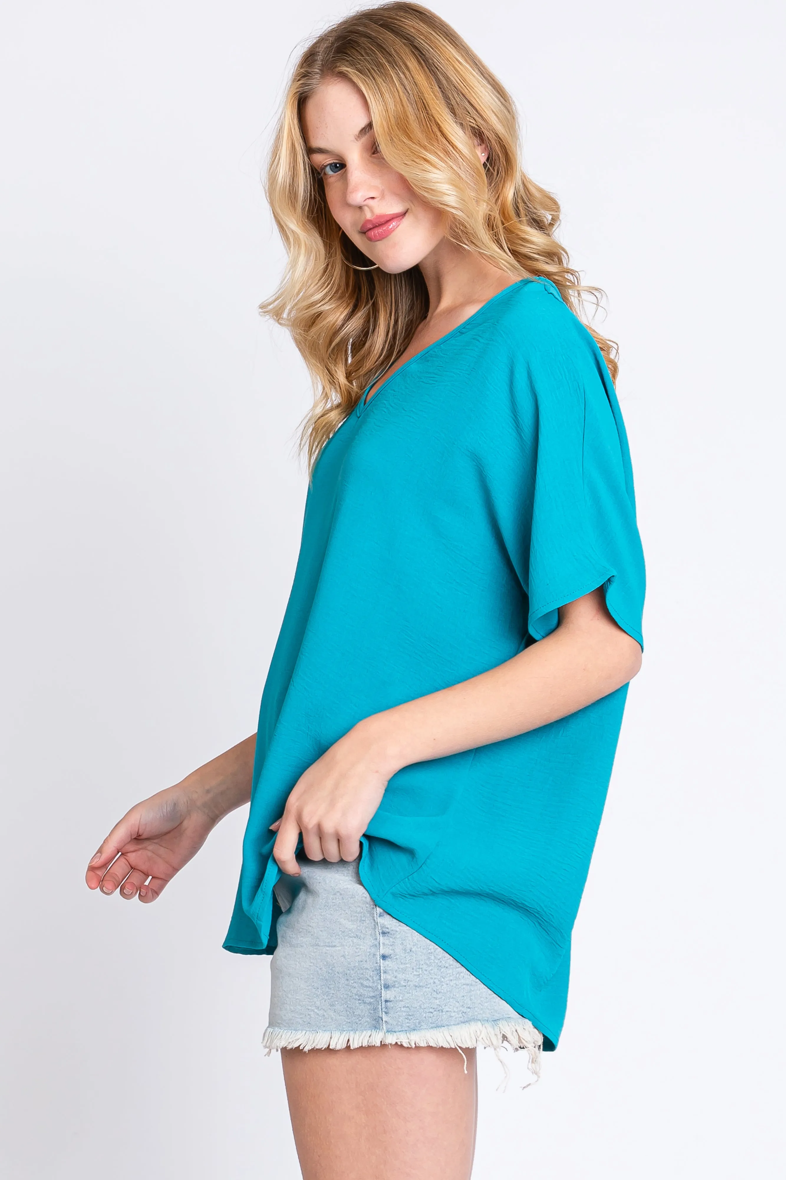 Turquoise Short Sleeve Blouse sold by Pinkblush product image thumbnail 2