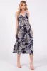 Navy Floral Front Twist Maternity Midi Dress sold by Pinkblush