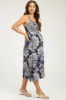 Navy Floral Front Twist Maternity Midi Dress sold by Pinkblush