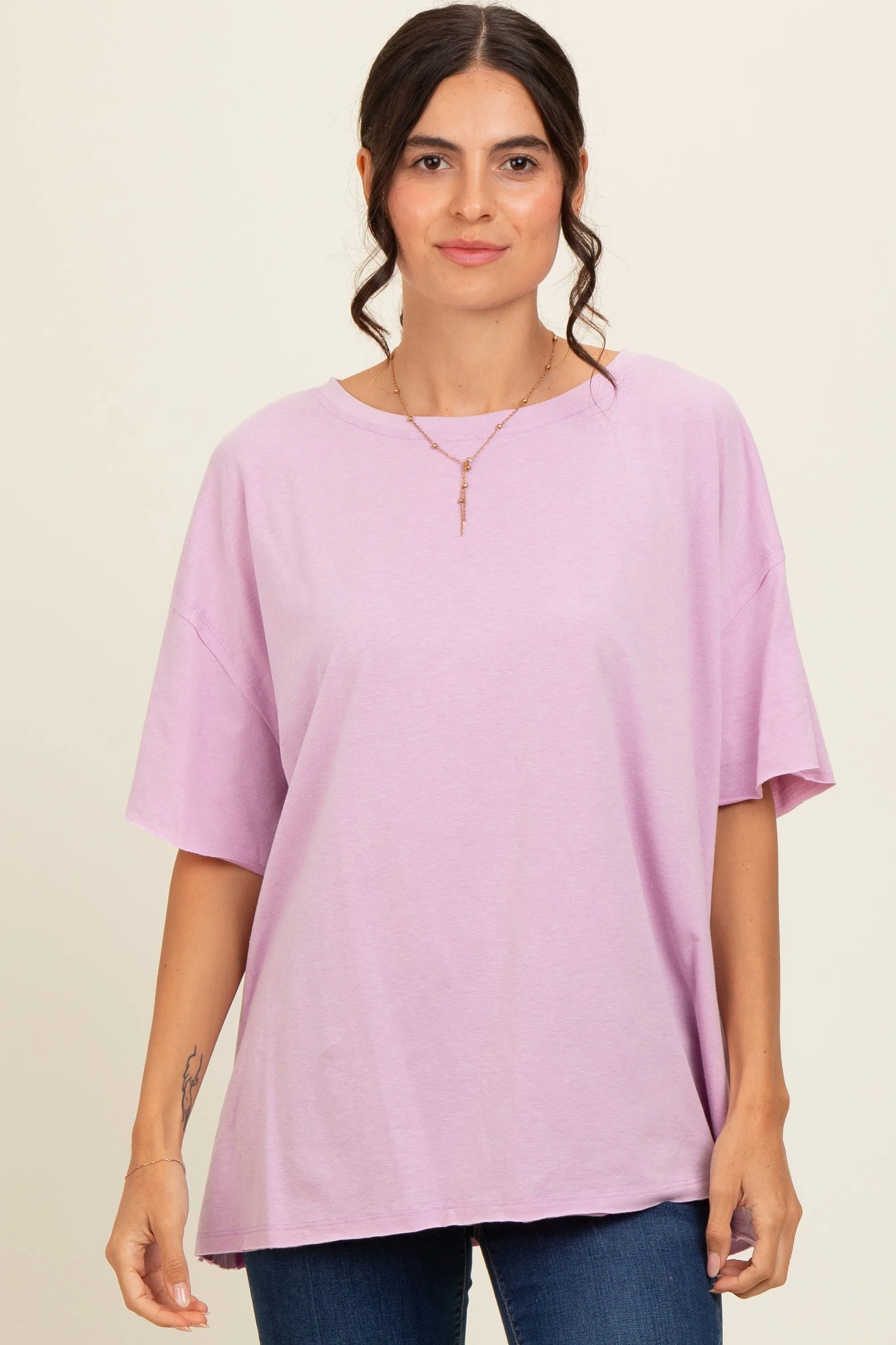 Lavender Raw Rolled Hem Maternity Top sold by Pinkblush product image thumbnail 5