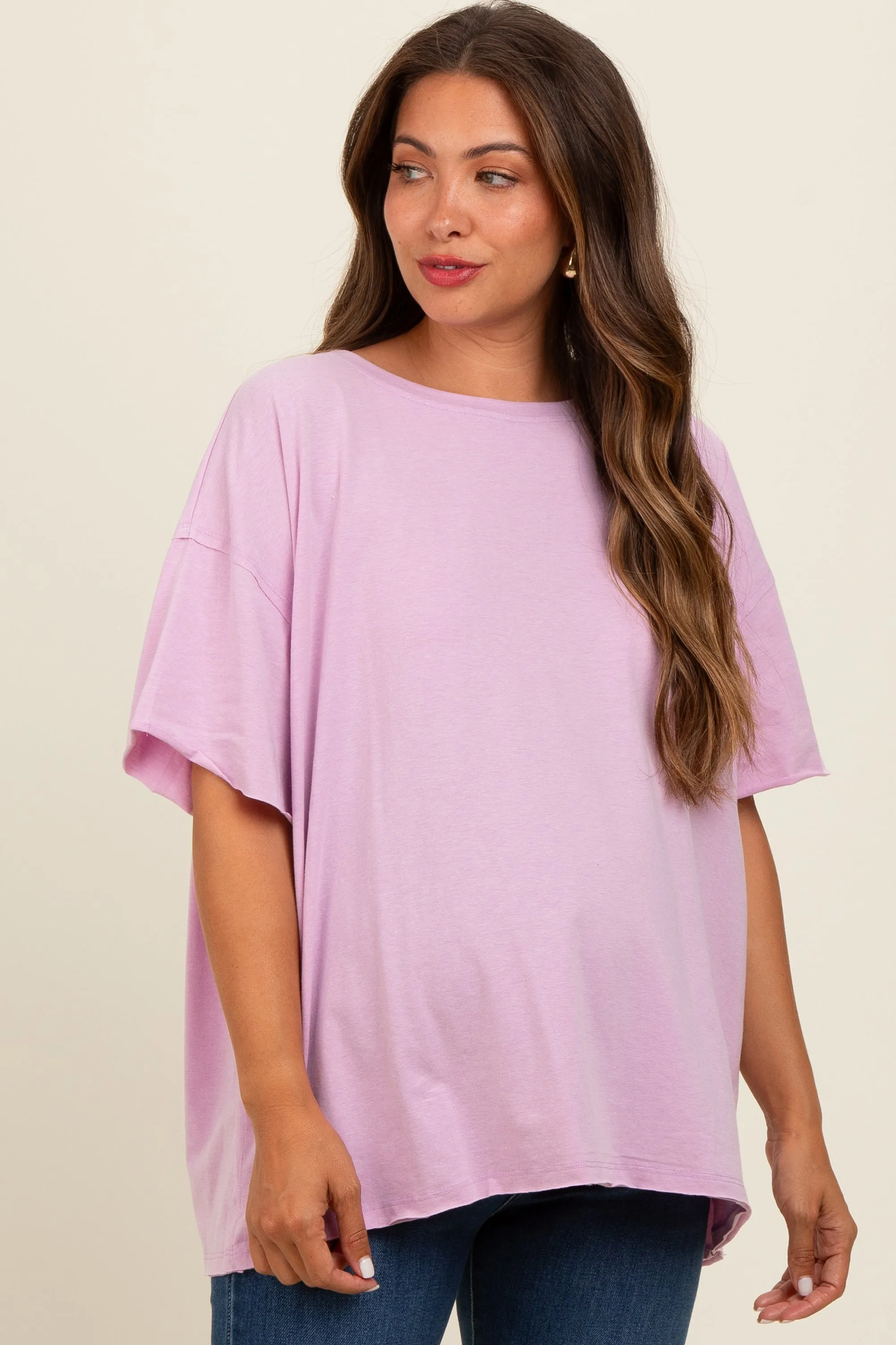 Lavender Raw Rolled Hem Maternity Top sold by Pinkblush product image thumbnail 2