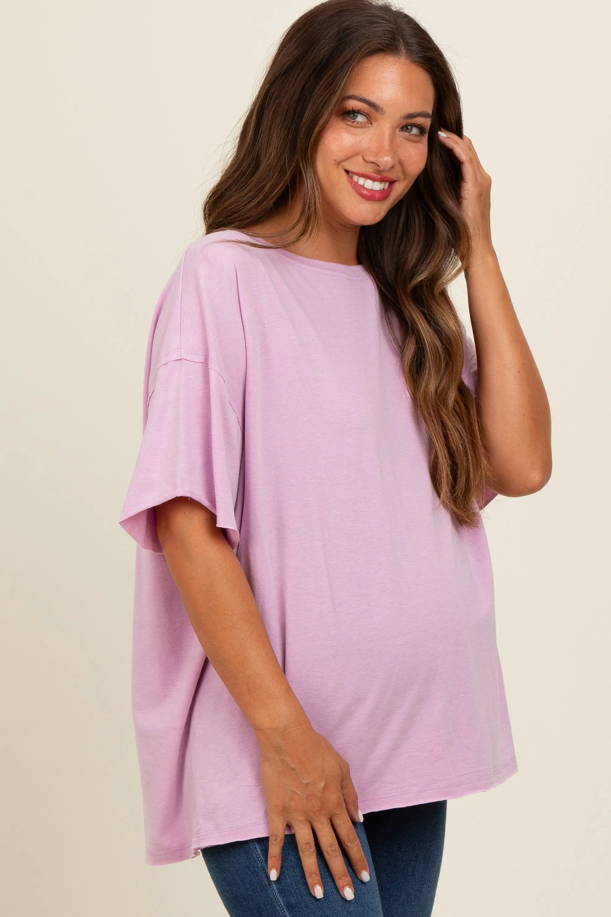 Lavender Raw Rolled Hem Maternity Top sold by Pinkblush product image thumbnail 3
