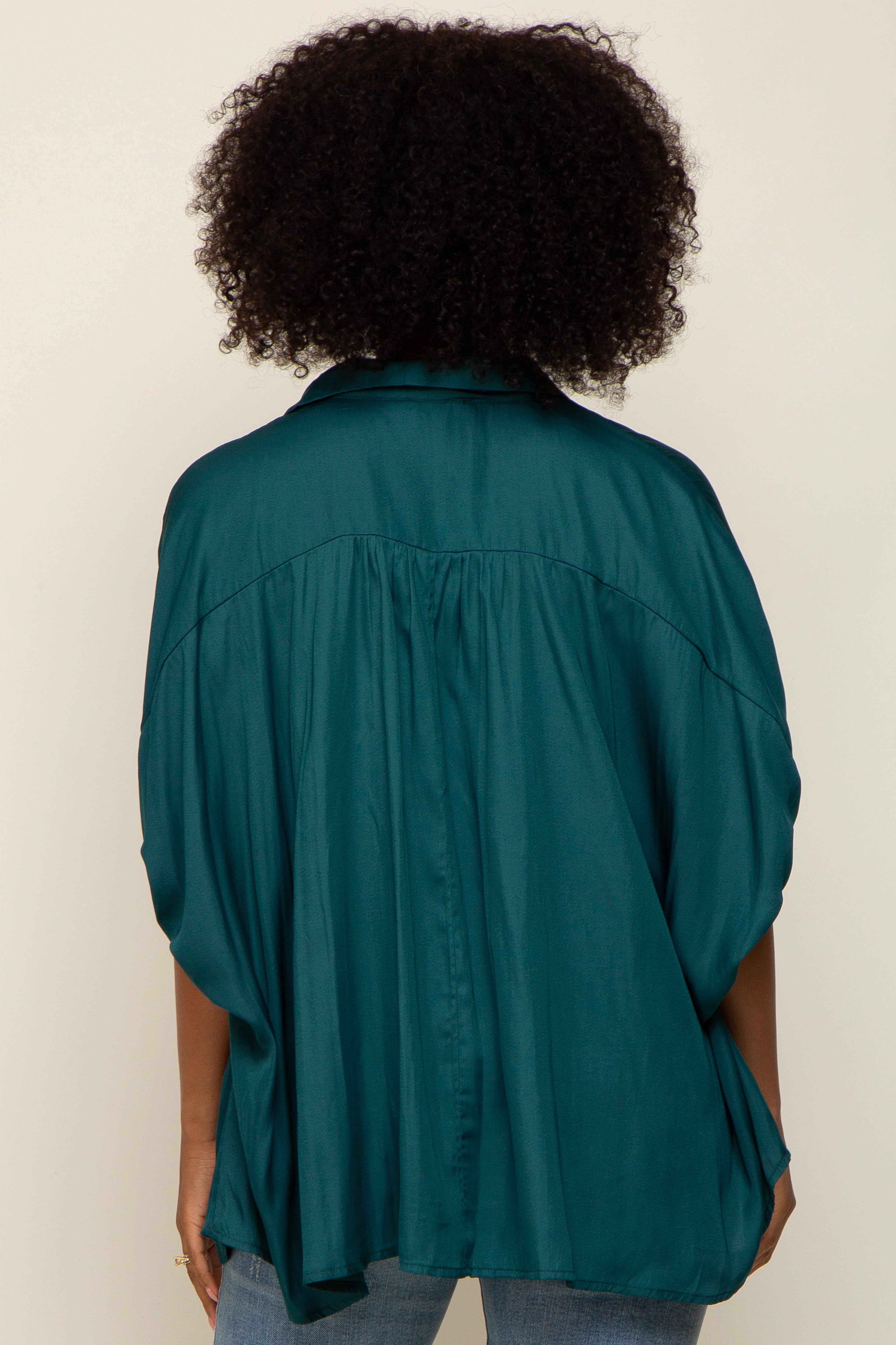 Green Oversized Button Down Blouse sold by Pinkblush product image thumbnail 4