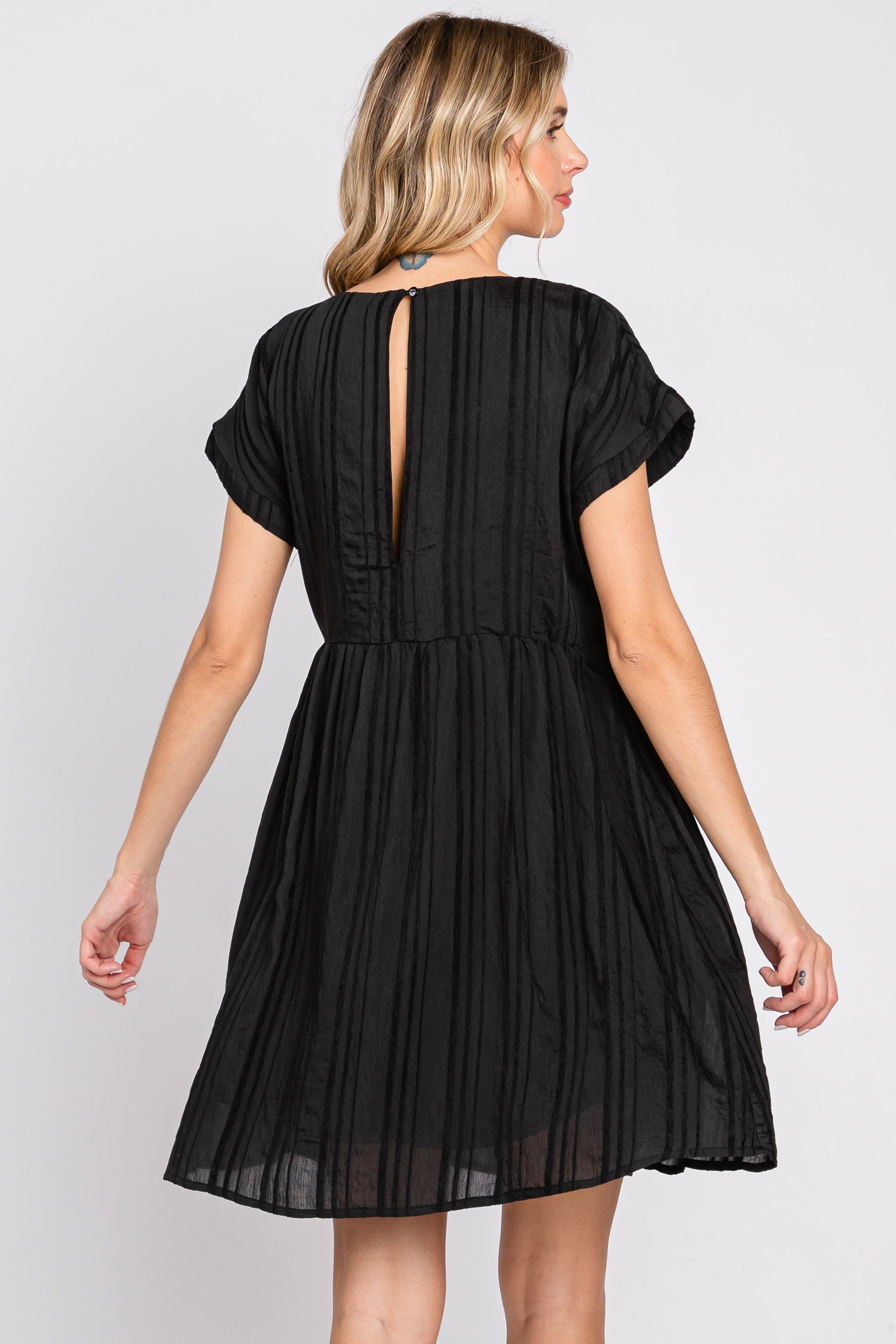 Black Striped Pocketed Maternity Dress sold by Pinkblush product image thumbnail 3