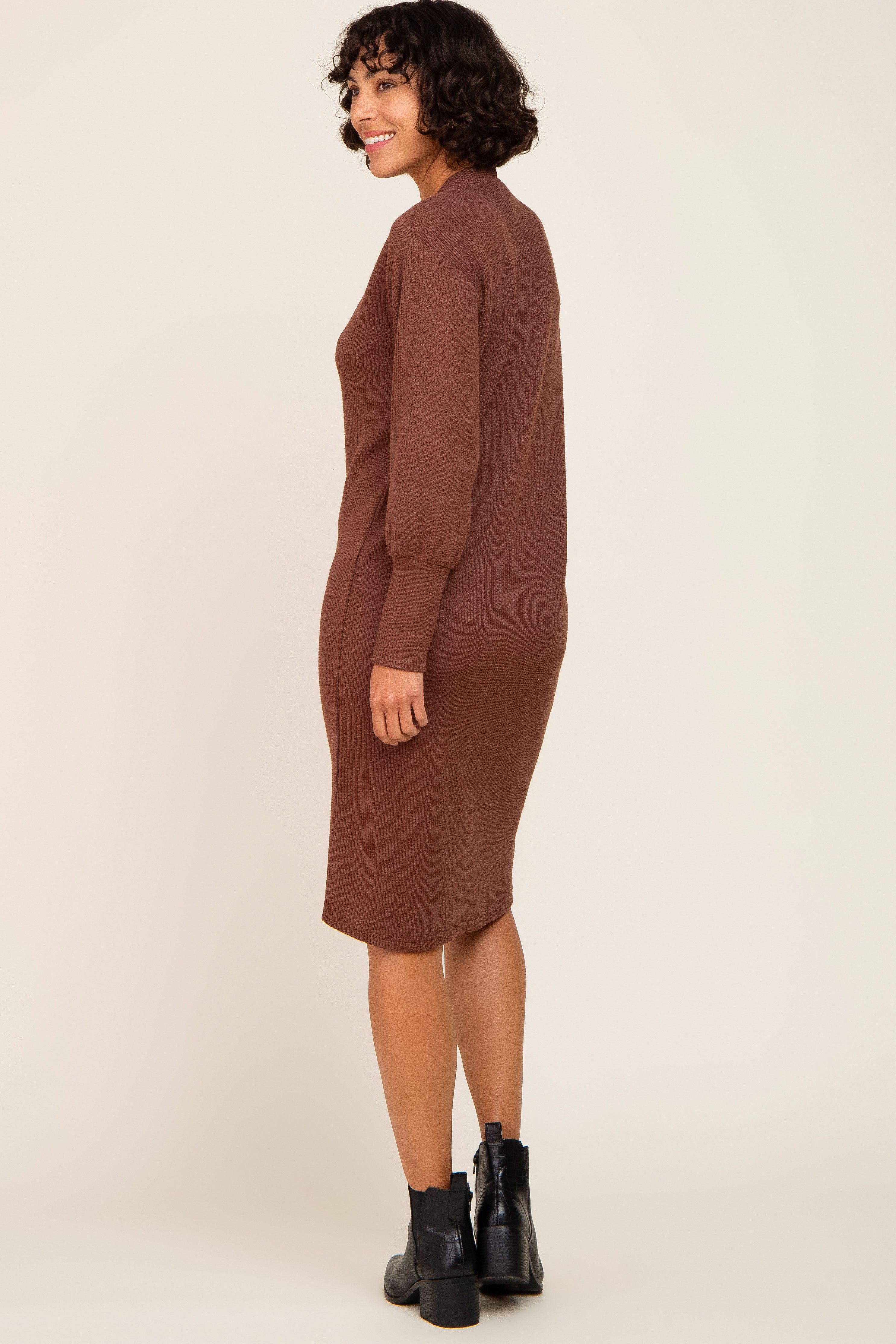 Brown Long Button Down Cardigan/Dress sold by Pinkblush product image thumbnail 3