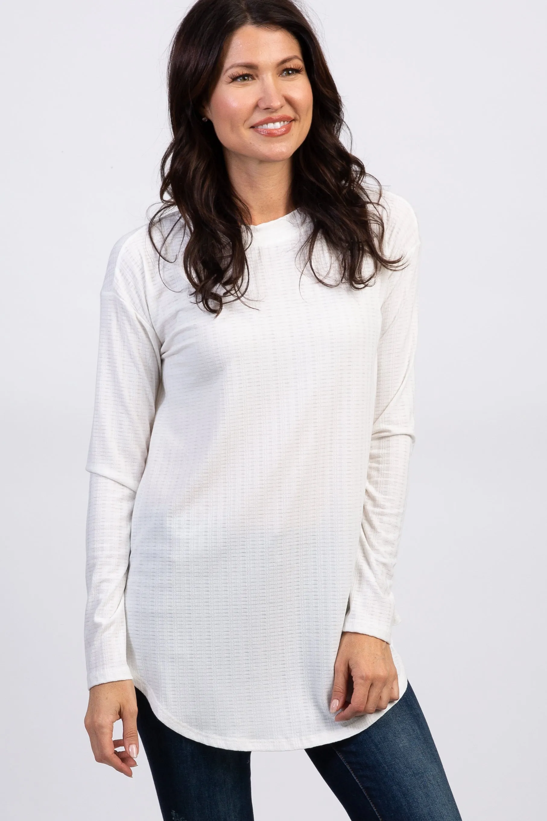Ivory Long Sleeve Ribbed Top sold by Pinkblush