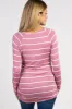 Mauve Striped Ruched Maternity Top sold by Pinkblush