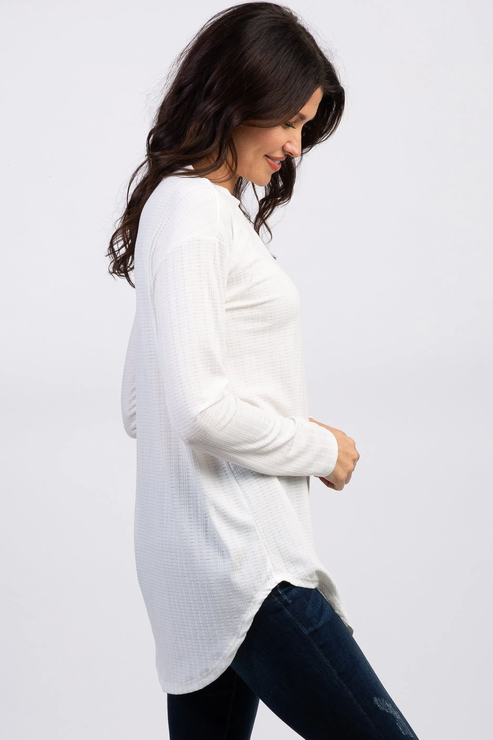 Ivory Long Sleeve Ribbed Top sold by Pinkblush product image thumbnail 2