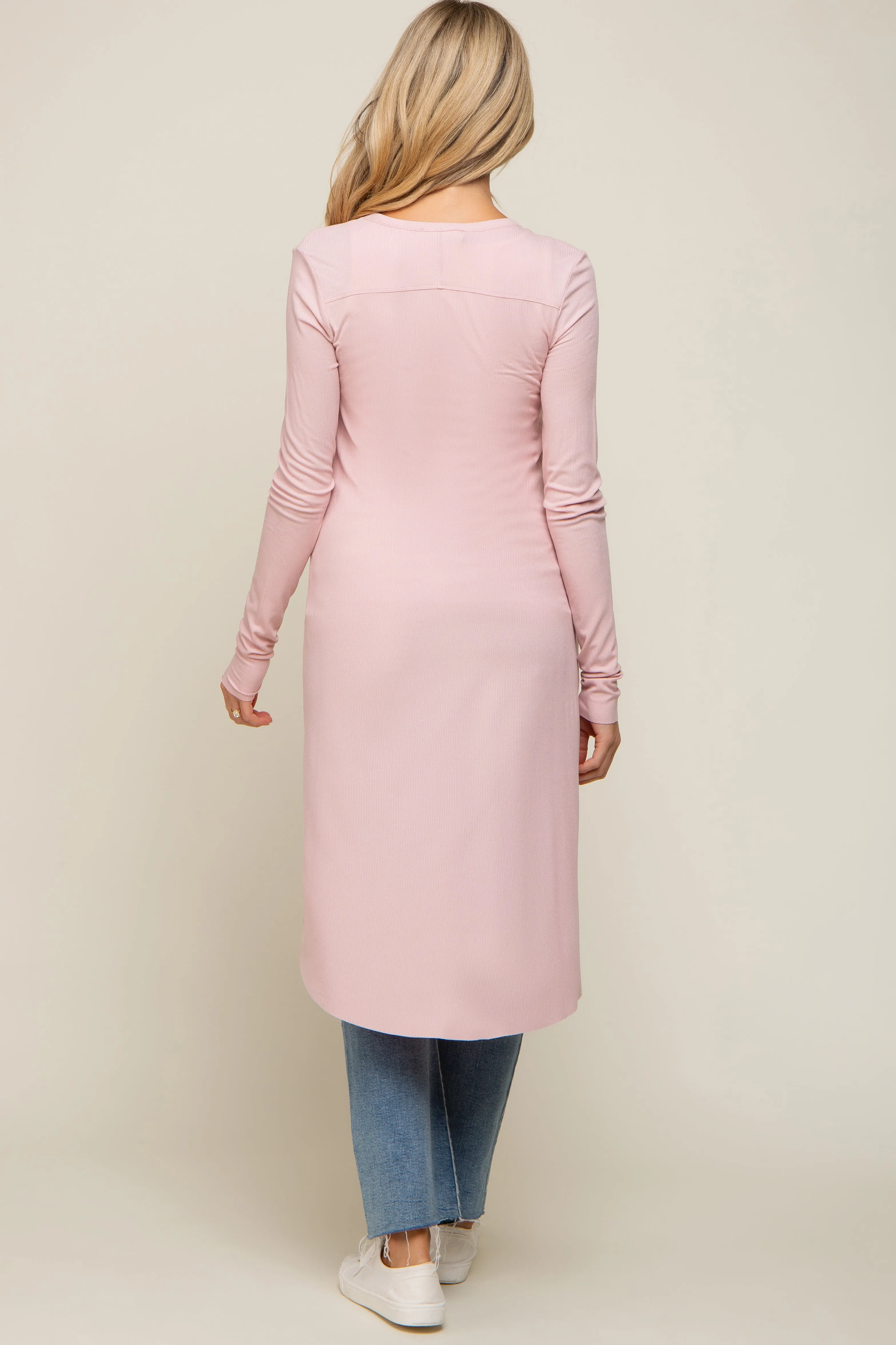 Light Pink Button Front Knit Maternity Cardigan sold by Pinkblush product image thumbnail 4