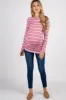 Mauve Striped Ruched Maternity Top sold by Pinkblush