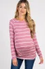 Mauve Striped Ruched Maternity Top sold by Pinkblush