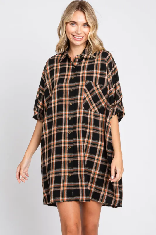 Black Plaid Oversized Mini Dress sold by Pinkblush
