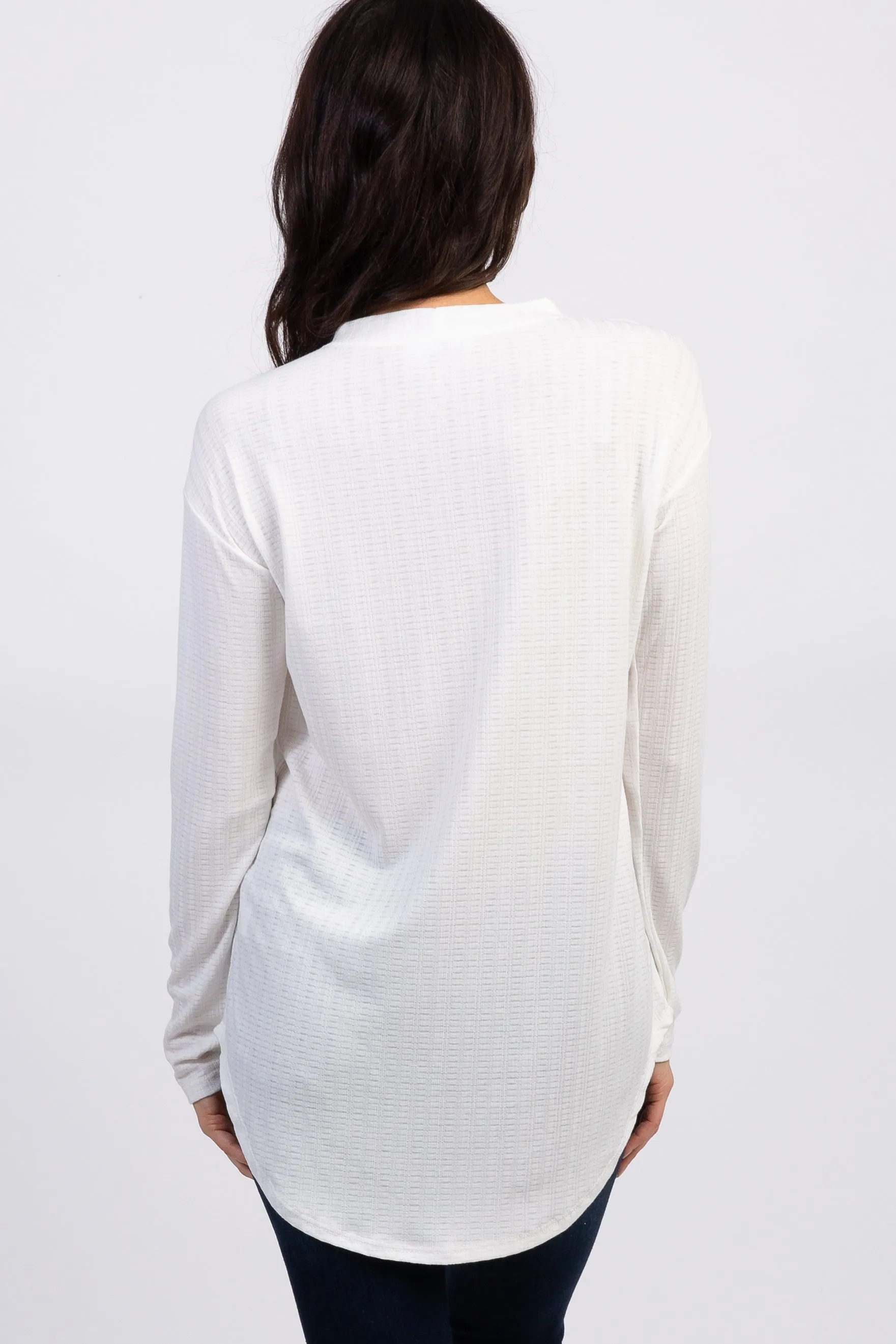 Ivory Long Sleeve Ribbed Top sold by Pinkblush product image thumbnail 3