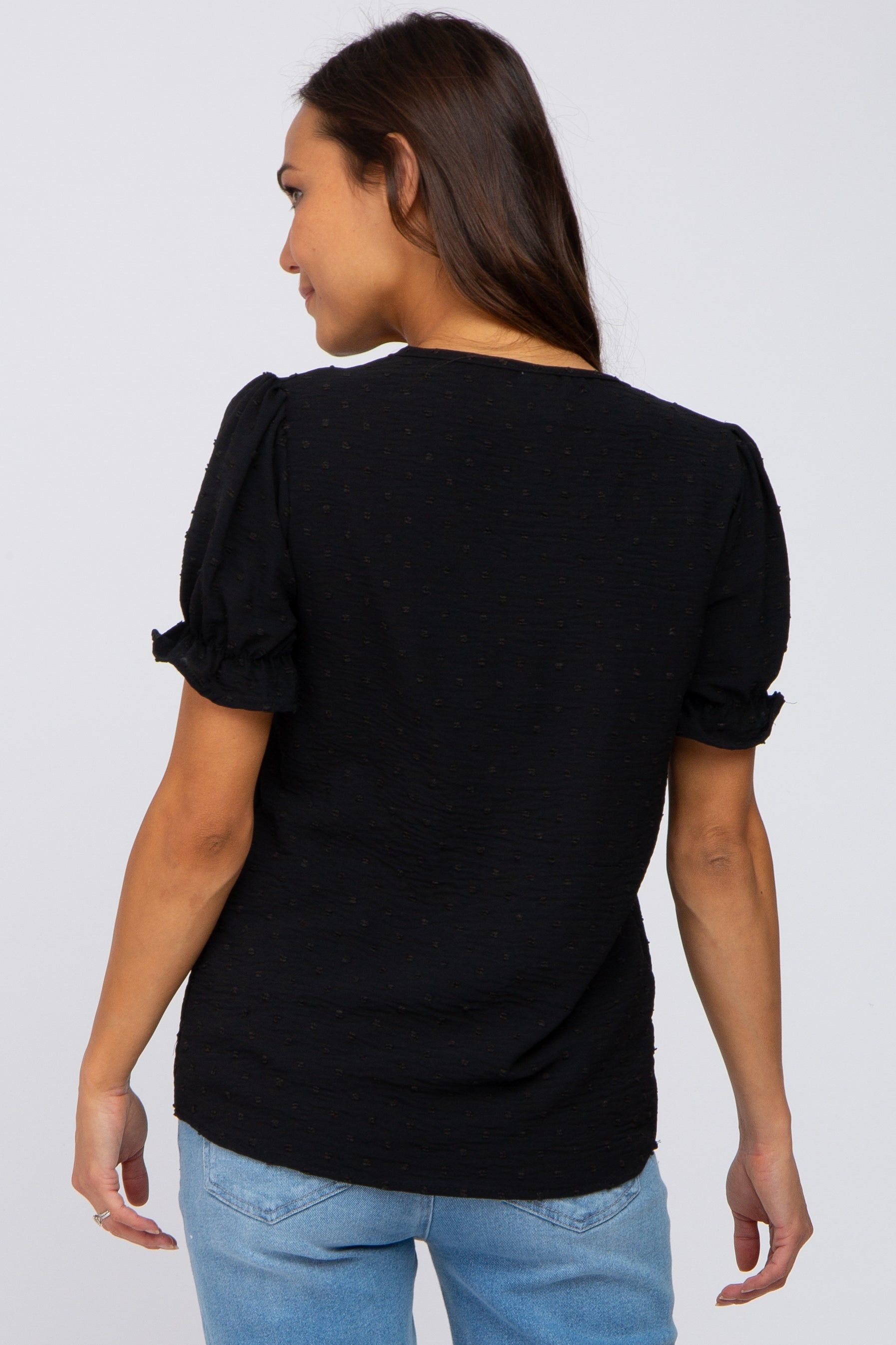 Black Swiss Dot Maternity Blouse sold by Pinkblush product image thumbnail 3