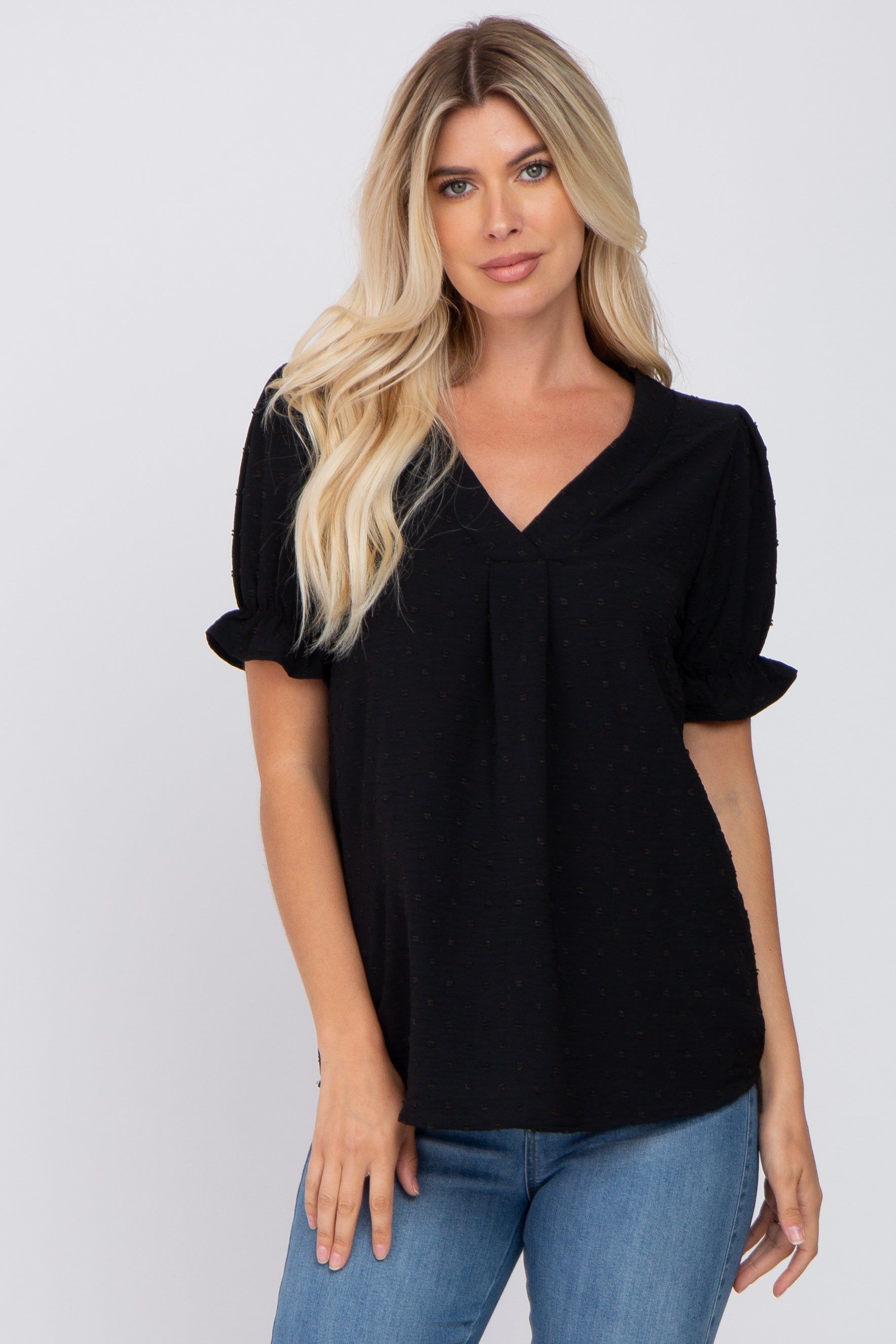 Black Swiss Dot Maternity Blouse sold by Pinkblush product image thumbnail 5