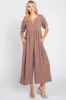 Mocha Crisscross Wide Leg Maternity Jumpsuit sold by Pinkblush