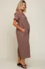 Mocha Crisscross Wide Leg Maternity Jumpsuit sold by Pinkblush