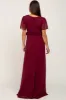 Burgundy Swiss Dot Chiffon Maternity Maxi Dress sold by Pinkblush
