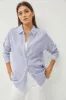 Blue Striped Basic Button Down Maternity Top sold by Pinkblush
