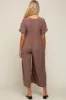 Mocha Crisscross Wide Leg Maternity Jumpsuit sold by Pinkblush