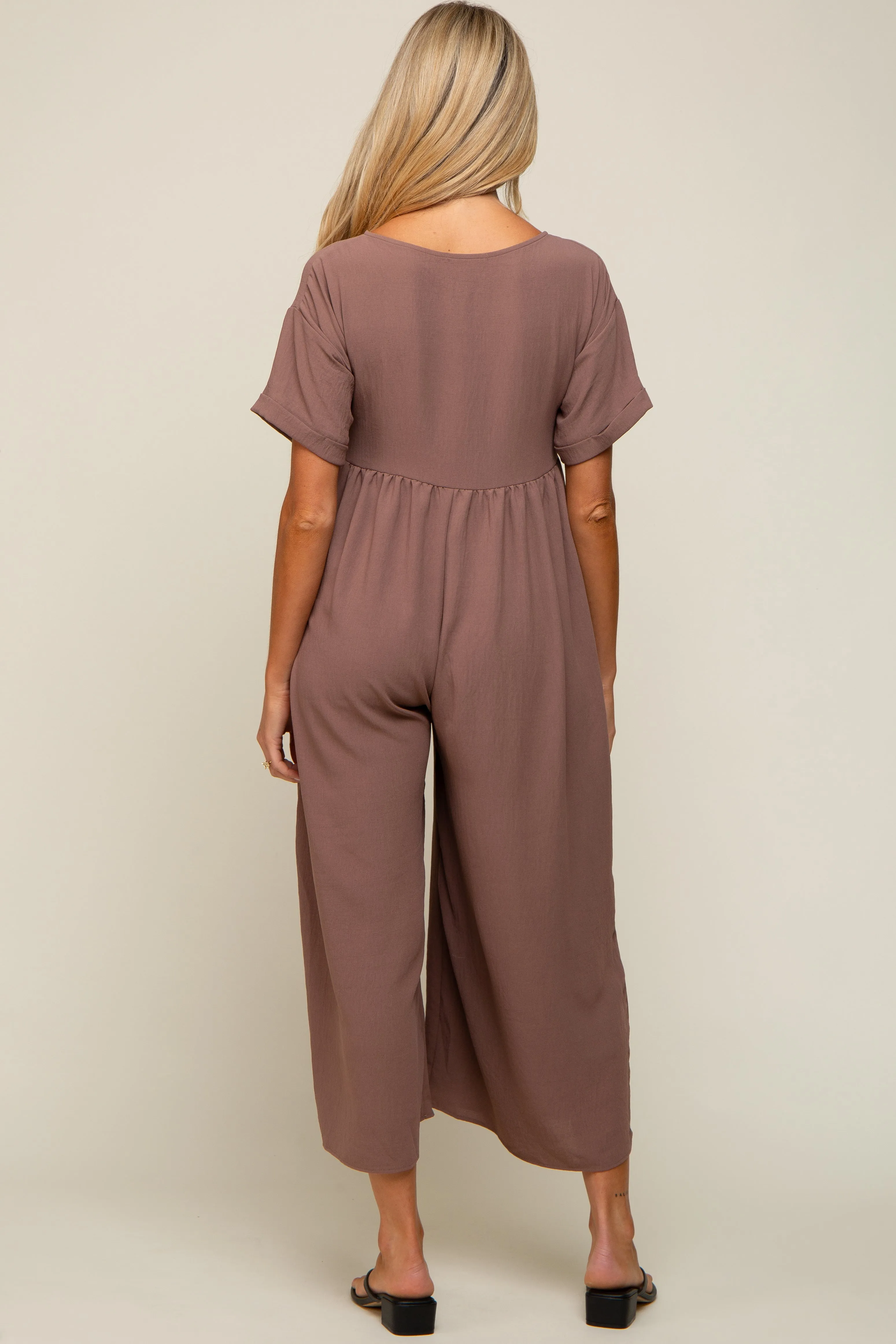 Mocha Crisscross Wide Leg Maternity Jumpsuit sold by Pinkblush product image thumbnail 3