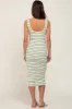 Green Striped Ribbed Fitted Maternity Midi Dress sold by Pinkblush