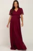 Burgundy Swiss Dot Chiffon Maternity Maxi Dress sold by Pinkblush